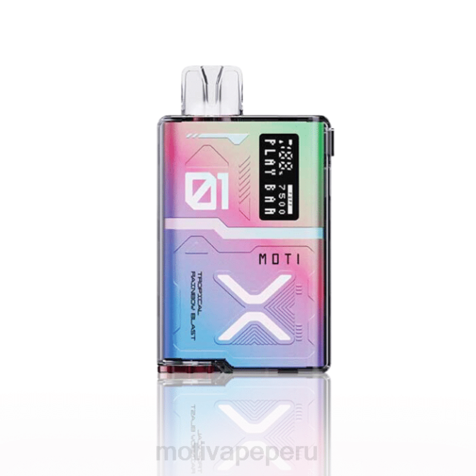 48LN54 MOTI Play Bar 7500 vaporizadores desechables (5%, 7500 inhalaciones) explosión del arco iris tropical | MOTI vape desechable Peru