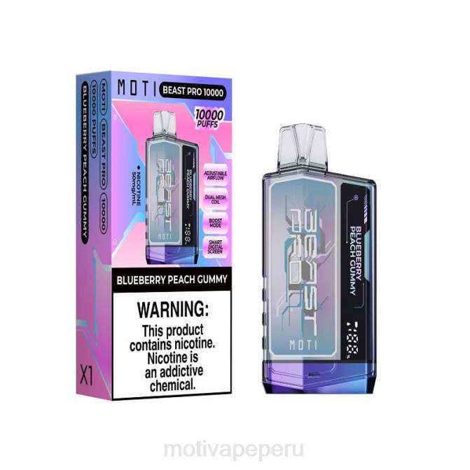 48LN39 MOTI Beast Pro vaporizador desechable (5%, 10000 inhalaciones) Gomitas de durazno y arándanos | MOTI vape review