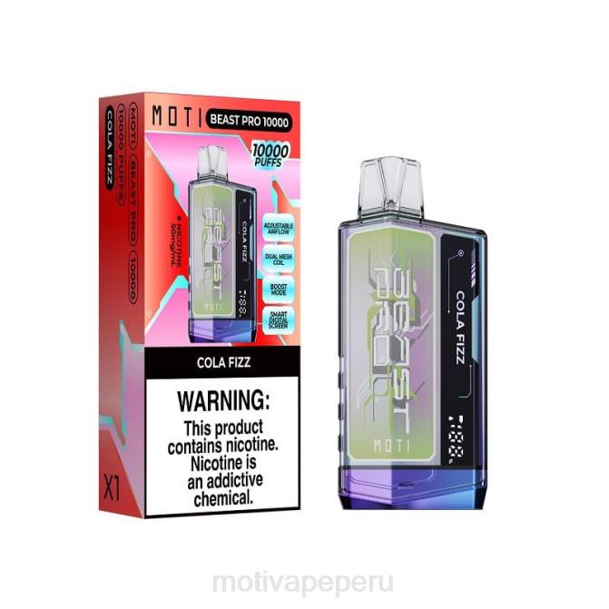 48LN42 MOTI Beast Pro vaporizador desechable (5%, 10000 inhalaciones) gaseosa de cola | MOTI vape Lima