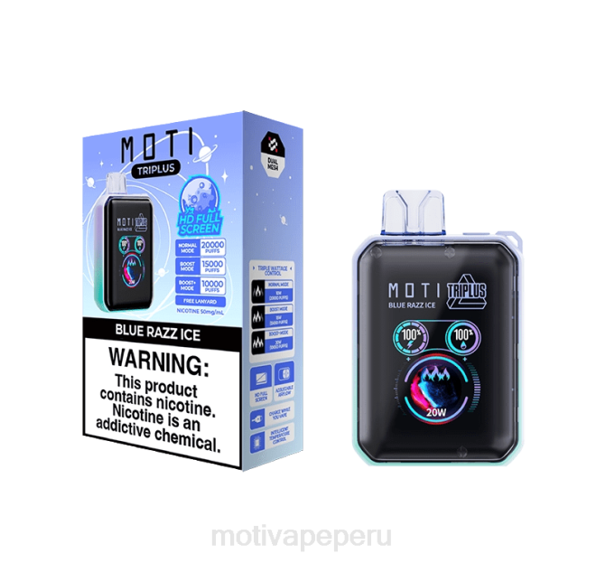 48LN9 MOTI Triplus Vape desechable de 20k (5%, 20000 inhalaciones) hielo de fresa | MOTI vape review